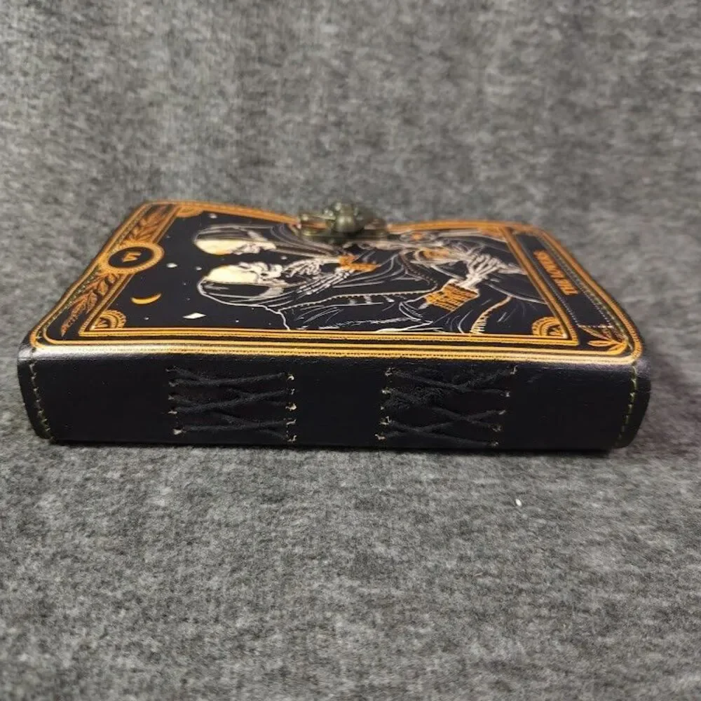 Book of Spells Leather Journal Deckle Edge Paper Skull Lover Antique Vintage